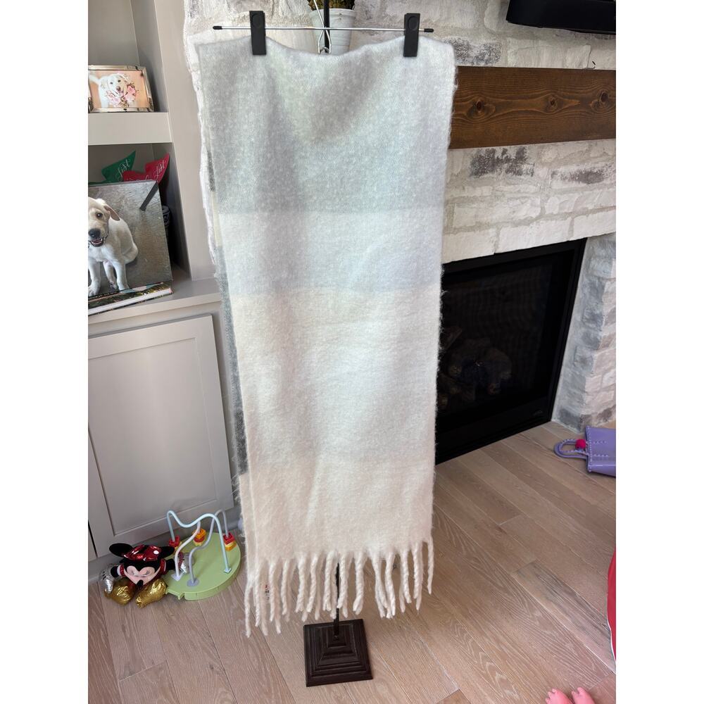 CALIA Women's Gray Stripe Luxe Scarf One Size - Picture 6 of 7